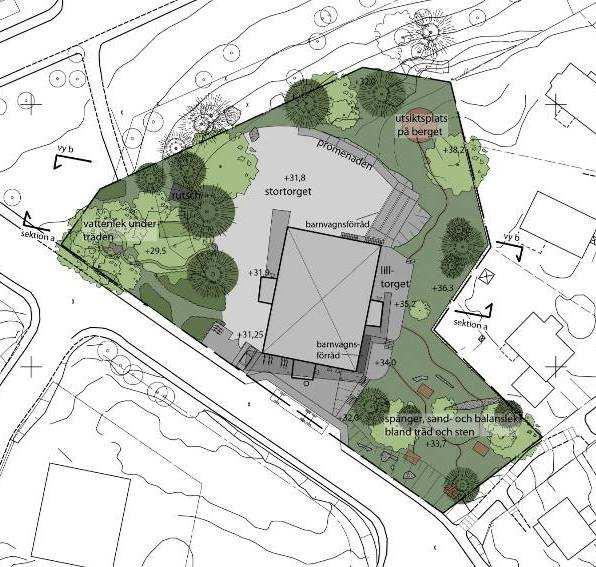 SID 3 (5) Förslag Förslaget innehåller en förskola med åtta avdelningar. Byggnadsytan i förslaget är cirka 480 m² och förskoletomten drygt 4000 m².