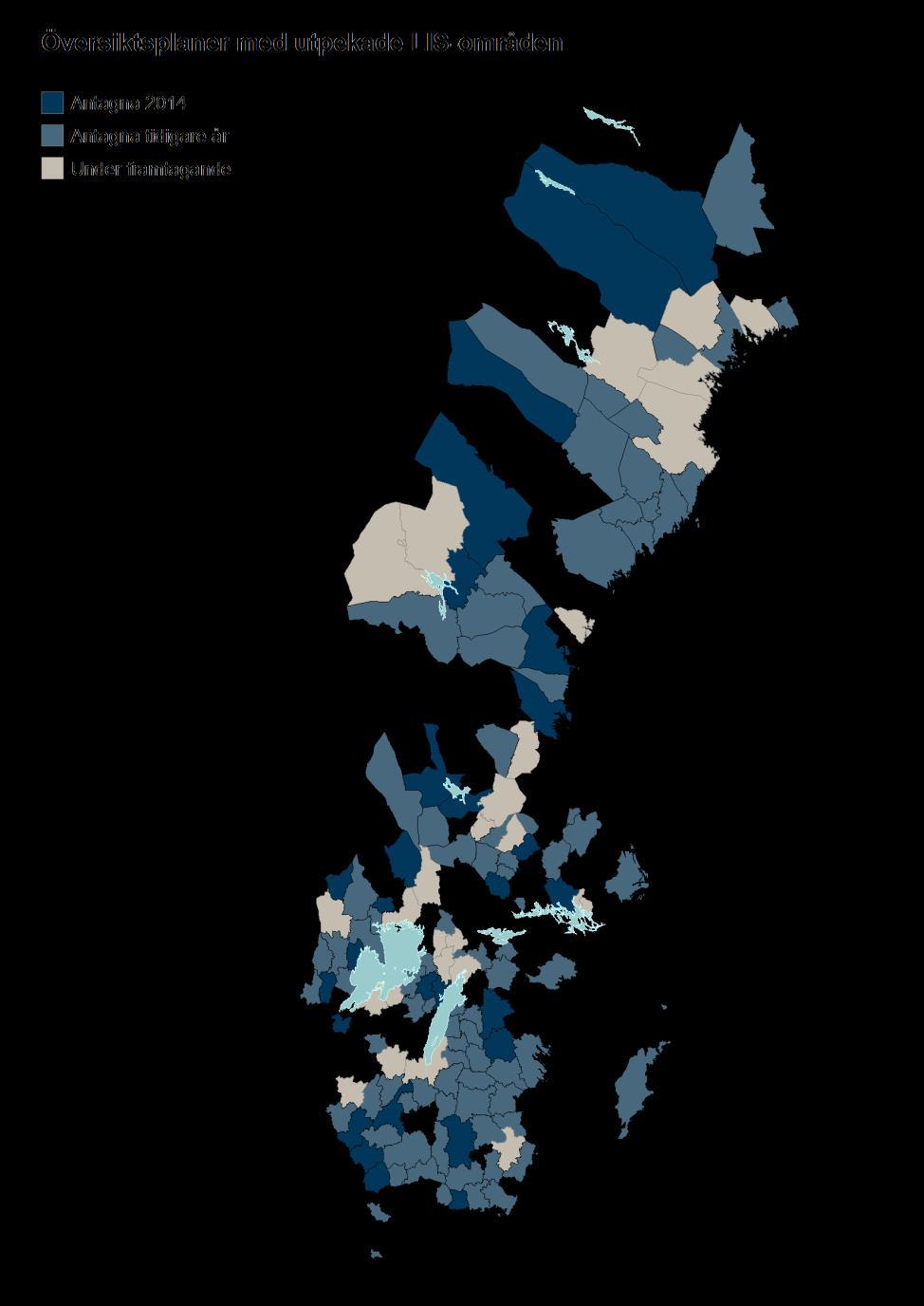 Planering med LIS-planer Totalt 114 områden 30 under framtagande 2014