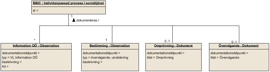 Tillämpad informationsmodell Omprövning och övervägande Modellen visar dokumentationsstödet Omprövning och Övervägande.