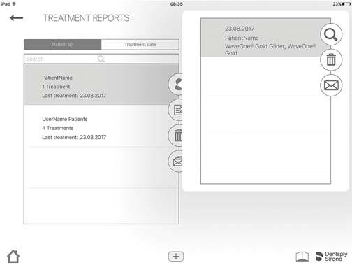 6.6.6 Lista över behandlingsrapporter Behandlingsrapporterna låter dig: Skapa, redigera och radera en registrerad behandling. Granska, redigera eller radera behandlingarna som registrerats.
