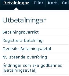 Godkänn betalningar i betalningsöversikten För att nå betalningsöversikten går du till Toppmenyn Betalningar och under Utbetalningar hittar du