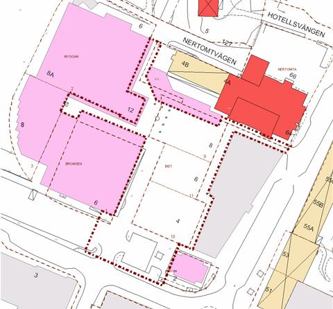 Sidan 3 av 6 Planområdet för den gällande planen begränsas av kringliggande byggnader som avgränsar de öppna ytorna och galleriorna i centrumkvarteret.