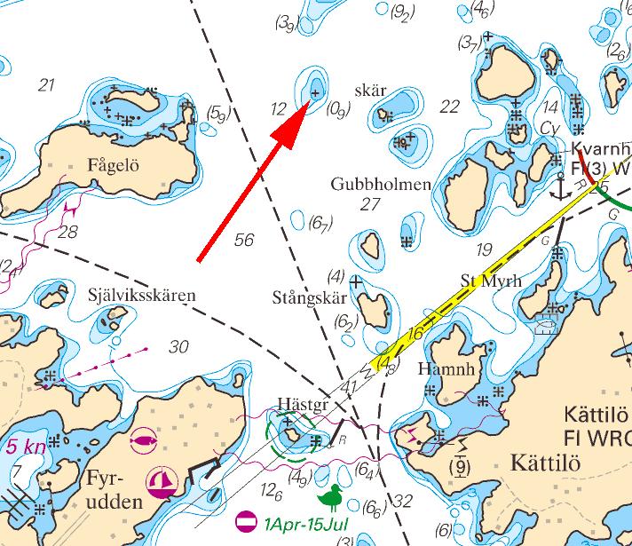 58-12,64N 16-51,74E Bsp Ostkusten 2010 /s37, Bsp Ostkusten 2012/s39 N om Fyrudden Hydrographica. Publ. 18 december 2013 Sydöstra Östersjön * 9170 Sjökort: 7 Sverige. Sydöstra Östersjön. Södra Midsjöbanken.