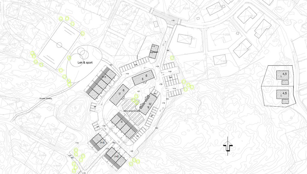 Område 1 Bild 4 Illustration av område 1 Område 1 ligger längst i norr och angränsar till befintligt bostadsområde utmed Kroksdalsliden samt Nötsätervägen. Detta område är så gott som obebyggt idag.