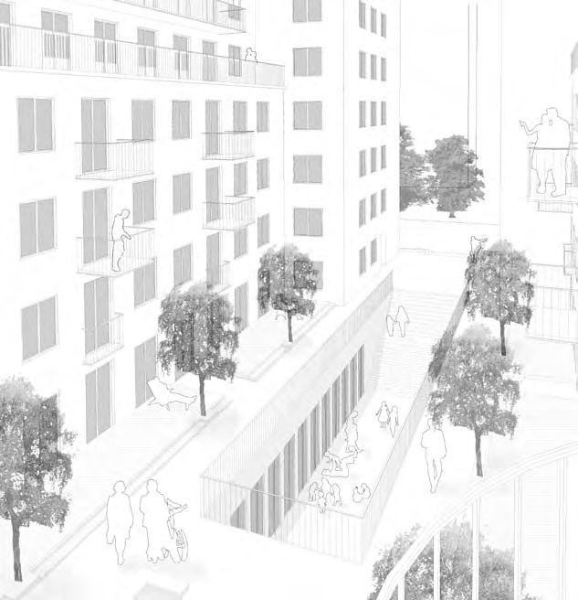 Kvarter 3 Tvärsektion / vy mot norr, skala 1 : 5 0 0 Längdsektion / vy mot sydväst, skala 1 : 5 0 0 70 N O R R T U L L S PA R