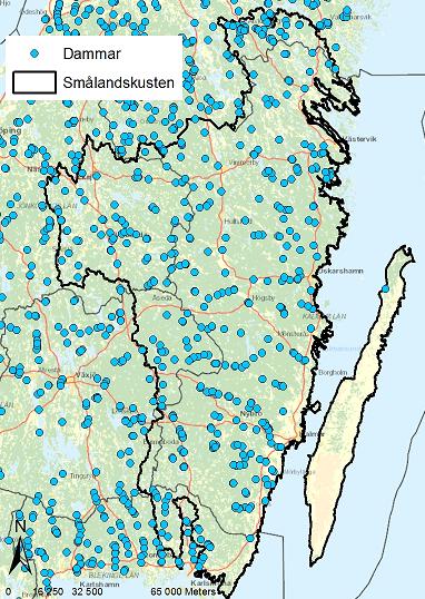 Fysisk påverkan och fria vandringsvägar Ca 300 dammar i