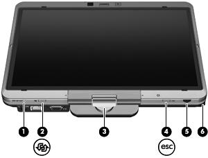 2 Använda Tablet PC Tablet PC:s bildskärmskomponenter Komponent Beskrivning (1) Ctrl+alt+del-knapp* Medan Windows körs trycker du på denna knapp med pennan för att ange kommandot ctrl+alt+delete.