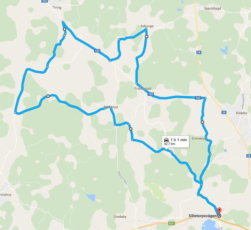 Torsdag 2 Backtorsdag Runda: Harstorp-Liatorp-Hillerstorp-Tving-Höryda-Fridlevstad-Uddabygd Uppvärmning: Kräver att man är uppvärmd innan. Alternativt att man rullar 10min på Rosenholm innan.