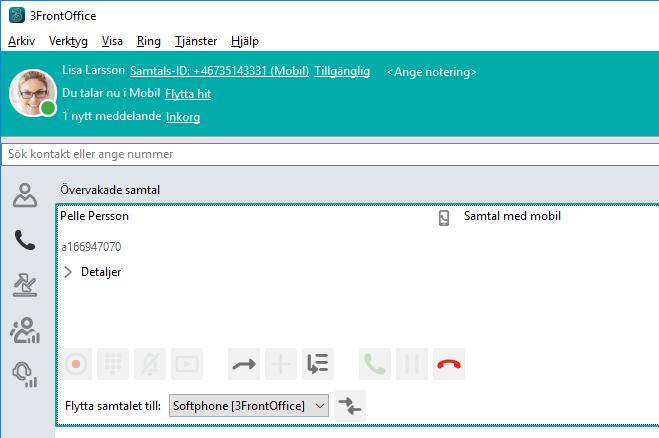 i Softphone Flytta samtal till mobil Klicka på Flytta samtal