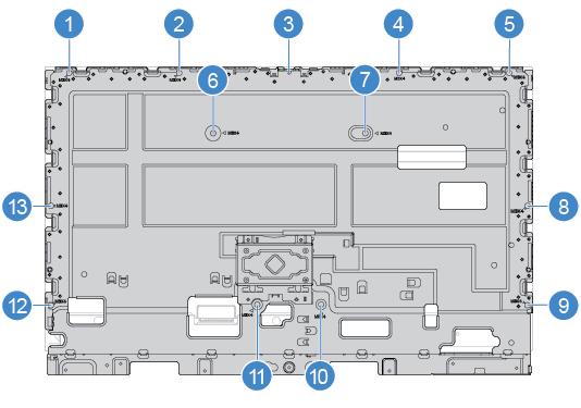 Bild 37. Ta bort skruvarna på LCD-hållaren 7. Skruva i skruvarna som håller den nya LCD-hållaren på plats i LCD-panelen. 8. Anslut LCD-kablarna till LCD-panelen. 9. Slutför bytet av delar.