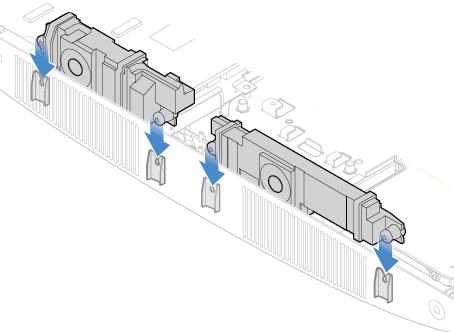 Bild 61. Installera den inbyggda högtalaren 5. Anslut den interna högtalarens kabel till systemkortet. 6. Slutför bytet av delar.