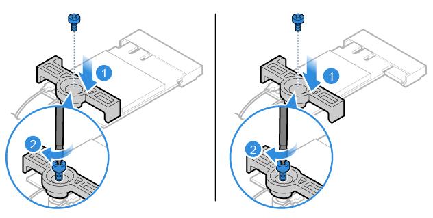 Bild 98. Ansluta Wi-Fi-antennerna Bild 99. Installera Wi-Fi-kortskyddet 4. Slutför bytet av delar. Se Slutföra bytet av delar på sidan 58.