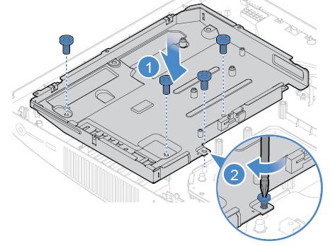 6. Ta bort Wi-Fi-kortet. Se Byta ut Wi-Fi-kortet på sidan 50. 7. Ta bort M.2 SSD-enheten. Se Byta ut M.2-SSD-enheten på sidan 43. 8. Ta bort systemkortet. Se Byta ut systemkortet på sidan 53. 9.