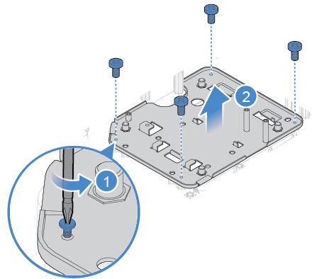 7. Ta bort Wi-Fi-kortet. Se Byta ut Wi-Fi-kortet på sidan 50. 8. Ta bort M.2 SSD-enheten. Se Byta ut M.2-SSD-enheten på sidan 43. 9. Ta bort systemkortet. Se Byta ut systemkortet på sidan 53. 10.