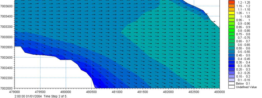 3.2 Resultat av vågsimuleringar Figurerna 3.2. och 3.3 visar resultaten från vågmodellen i form av en karta med konturer.