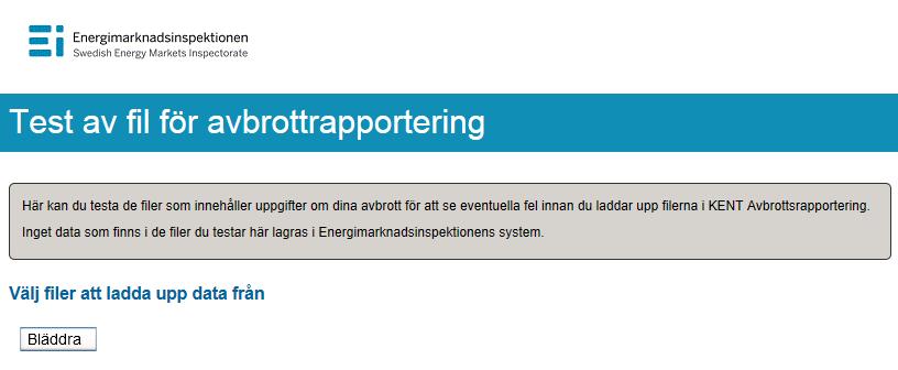 Klicka på länken Här kan du testa filen innan du laddar upp avbrottsdata enligt bilden ovan. Du kommer då till nedanstående sida.