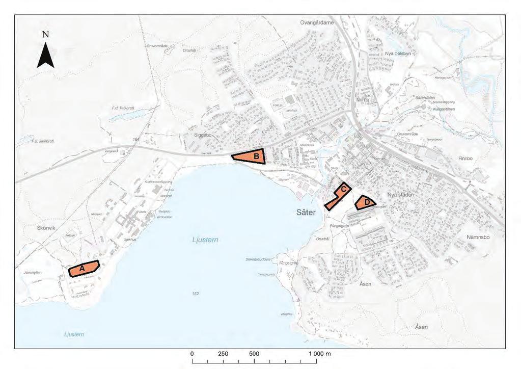 161 Dnr: SBN 2016/0509 För följande fyra platser utreds lämpligheten för ett särskilt boende och för ändamålen bostäder och vård i stort (se även figur nedan): - Skönvikstrand (område A) -