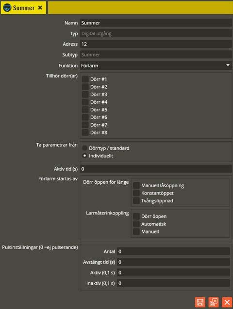 Multiaccess Styra 8.3 Programmering: Enhetskonfiguration, Aptus485-enheter, Läsare 133 Klicka på resursen Summer. Namnge resursen Summer i fältet Namn.