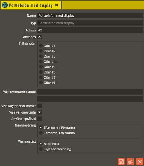 Multiaccess Styra 8.3 Programmering: Enhetskonfiguration, Aptus485-enheter, 140 Porttelefon Kommunikationsport ( Hubbport ) visas efter hårdvaruhämtning.