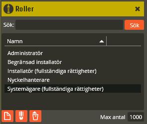 Multiaccess Styra 8.3 Programmering: Operatörer, Roller, Domäner 23 För att ändra en befintlig roll skall du öppna rollens detaljfönster.