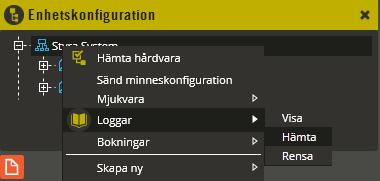 Multiaccess Styra 8.3 Dataöverföring: Logghantering 265 För att kunna se information om vad som hänt ute på de olika delarna i systemet måste du först hämta händelseloggen från önskad centralenhet.