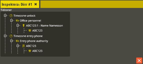 Multiaccess Styra 8.3 Inspekterafunktioner. 278 Här kan du få information om vilka tidzoner resursen ingår i och vad som ytterligare är knutet till aktuell resurs.