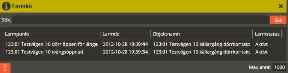 Multiaccess Styra 8.3 Driftövervakning: Larmkö. 322 Larmkö I denna bild visas de nya larm som inkommit men ännu inte har återställts och kvitterats. Klicka på menyn Redigera och välj Larmkö.