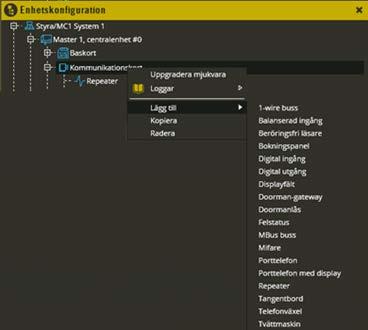 Multiaccess Styra 8.3 Programmering: Enhetskonfiguration, Aptus485-enheter, Styra PT 4400, Styra PT4800 (Kommunikationskort) 89 vid uppstart.