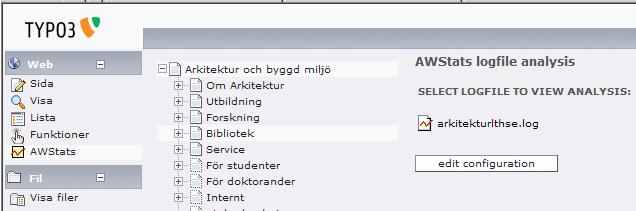 2. Statistikfunktionen Typo3 har en inbyggd statistikfunktion som heter Awstats.