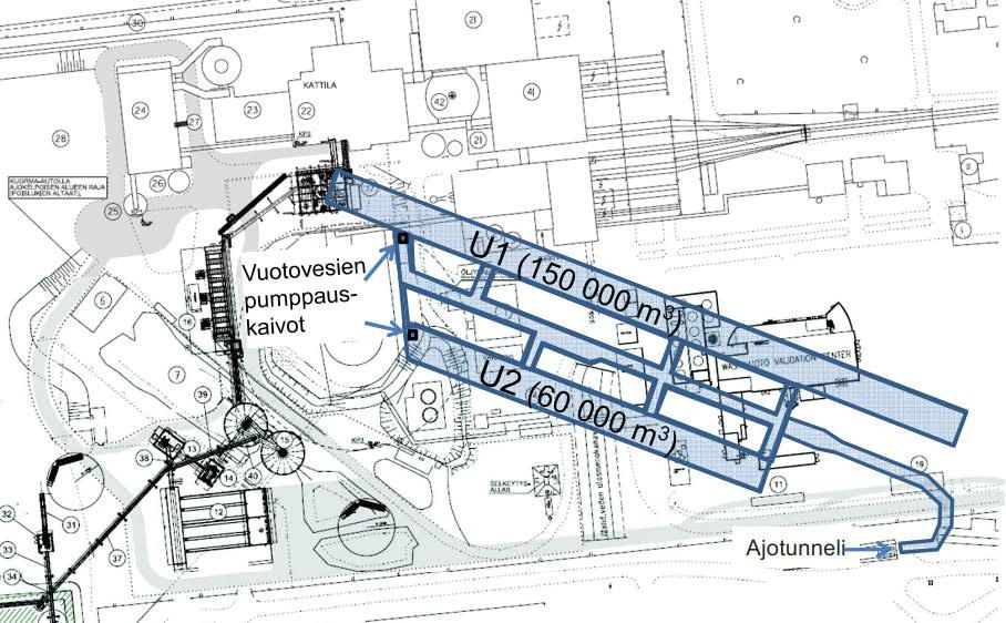 3.1.6 Underjordiska utrymmen Under kraftverksområdet finns Vaskiluodon Kalliovarasto Oy:s bergsgrottor. Förr fungerade grottorna som oljelager men under den senaste tiden har de stått tomma.