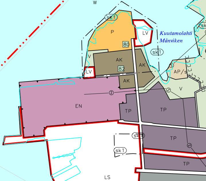 Generalplan I Vasa generalplan 2030, som godkändes av stadsfullmäktige 13.12.2011, har största delen av området anvisats som Område för energiförsörjning (EN).