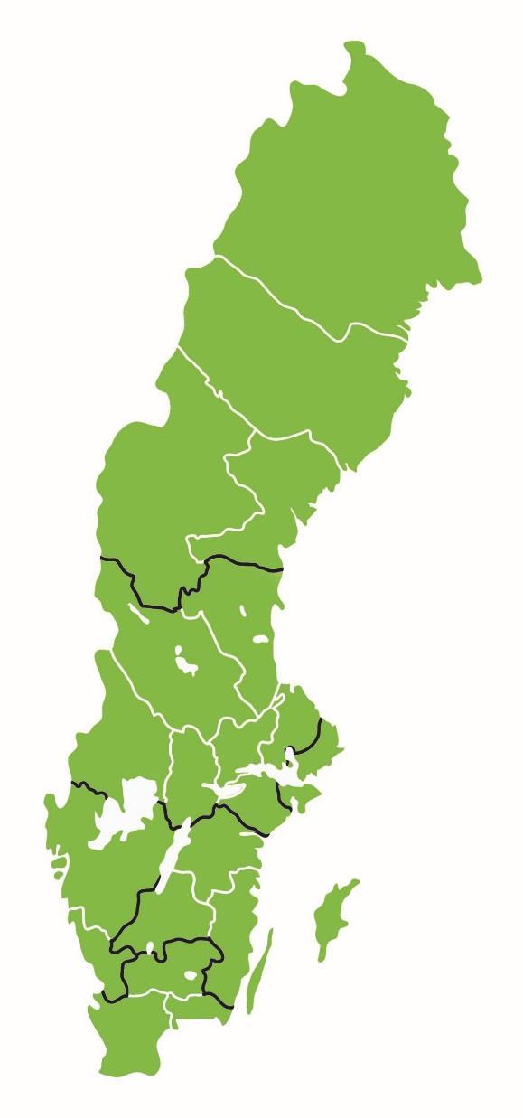Det lokala stödet till arbetssökande och arbetsgivare organiseras i sex regioner Regionindelning (nuvarande län) från 1 juli 2019: Nord (Jämtland, Norrbotten, Västerbotten, Västernorrland) Mitt