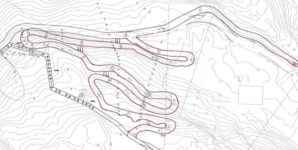 Figur 3.6. Möjlig utformning av gång- och cykelväg längs berget.