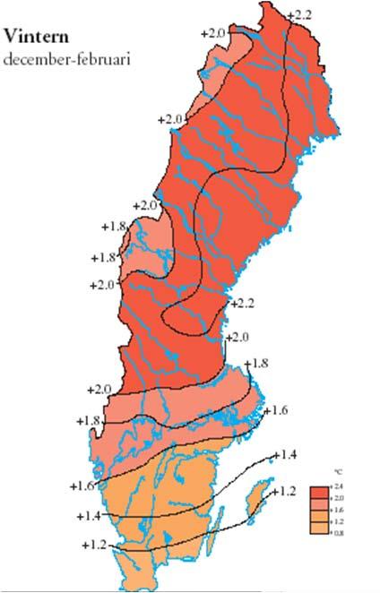 Observerade temperaturförändringar Från ~1975 till