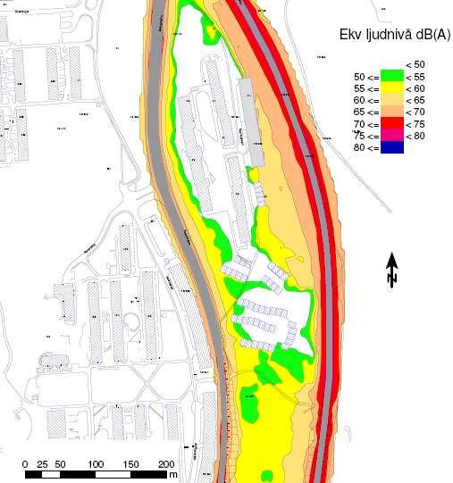 10 Trivector Traffic Av Figur 5.4 framgår att bullersituationen mot Bergsjövägen blir något bättre om hastigheten sänks till 50 km/h.