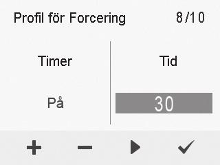 STYR LUFTVÄRMAREN Profilernas inställningar Hemma- och Borta-profiler Forcering-profilen PROFILERNAS INSTÄLLNINGAR Som standard är Hemma-profilens fläkthastighet det större procentvärdet än