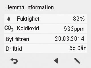 På profilens första dataskärm finns följande uppgifter: Tilluft Anger temperaturen för luften som kommer från ventilationsdelen till värmaren.