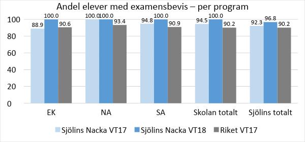 Resultatbilaga Funktionell kvalitet Kunskapsresultat Andel elever med gymnasieexamen (per program) Utbildningen på samtliga nationella program ska leda till att varje elev uppnår kraven för en