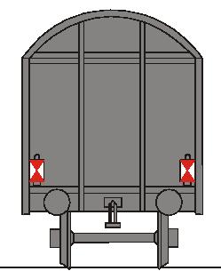 Signalen i den bakre änden får bara visas från den bakre änden på det sista fordonet i ett tåg. Den ska visas enligt nedanstående bild. 4.2.2.1.3.