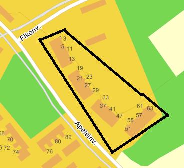 6.4 Fikonvägen Fikonvägen angränsar till Citronvägen och består endast av bostäder med betongbjälklag på