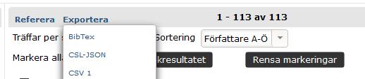 Om du får fråga om teckenkodning så ange Unicode (UTF-8). Ge filen ett namn och spara den på din dator. I DiVA väljer du sedan att importera i samma filformat som du exporterade referenserna i.