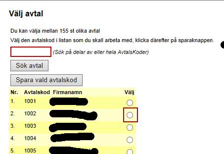 Har man flera avtal så kommer nedanstående ruta upp. Användare har En inloggning i Privera och administrerar man flera avtal får man välja vilket avtal man vill arbeta med.