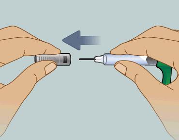 Injicera inte genom kläderna. 5) Rengör injektionsstället Använd spritsudd för att rengöra valt injektionsställe. Rör inte vid detta område igen förrän du ska injicera.