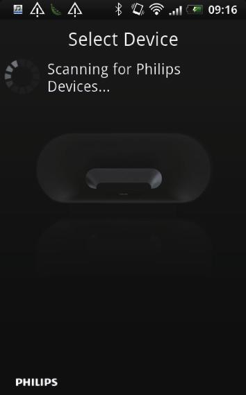 Enheten börjar att söka efter Philips-enheter som kan paras