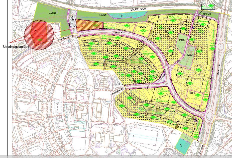 Utredningsområdet Det aktuella planområdet ligger i stadsdelen Vilbergen, söder om centrala Norrköping.