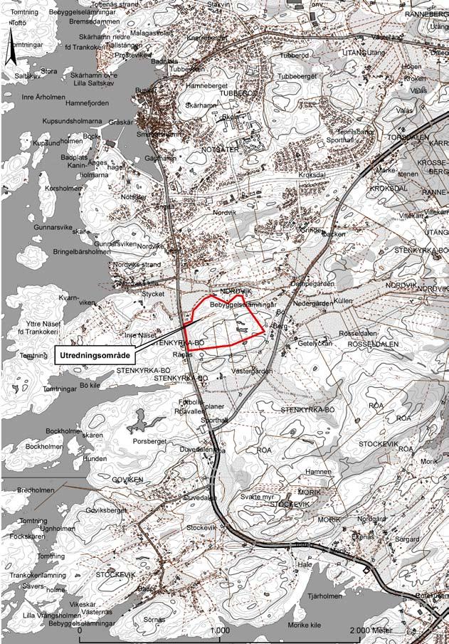6 Bohusläns museum 2007:78 Figur 2. Utsnitt ur GSD-Fastighetskartan med platsen för undersökningen markerad.
