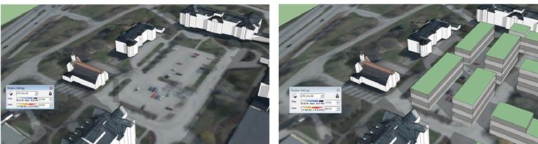 Det är endast denna fasad som skuggas den nya bebyggelsen, och den smala remsan mark som angränsar till tomtmark för de nya bostäderna.
