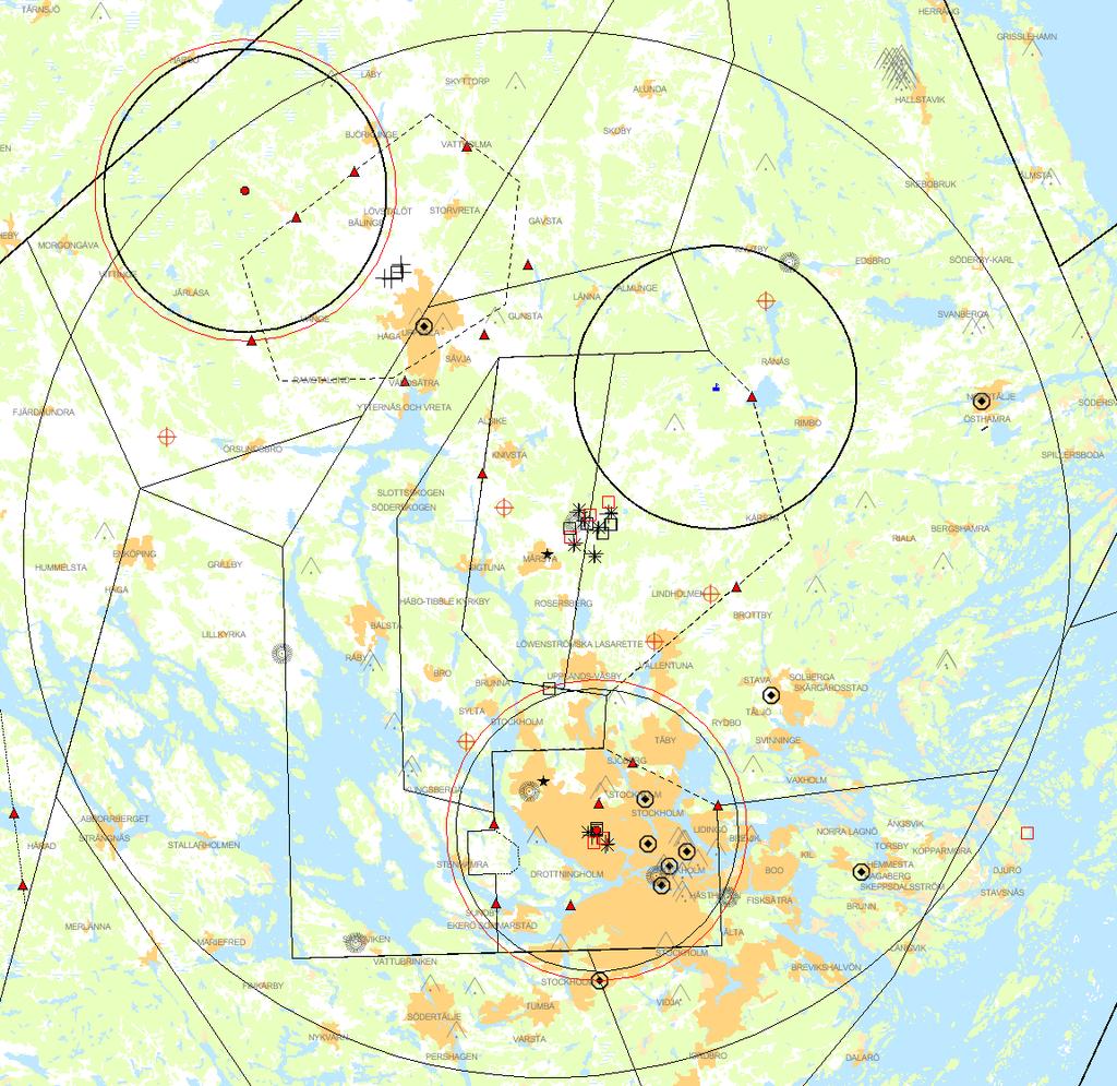 Del 2 Flyghinderanalys BERÖRDA FLYGPLATSER - Berörd flygplats är sakägare LUFTRUM Så här läser du denna del av analysen: Denna analys svarar bara på frågan om verket/masten/byggnadsverket hamnar inom