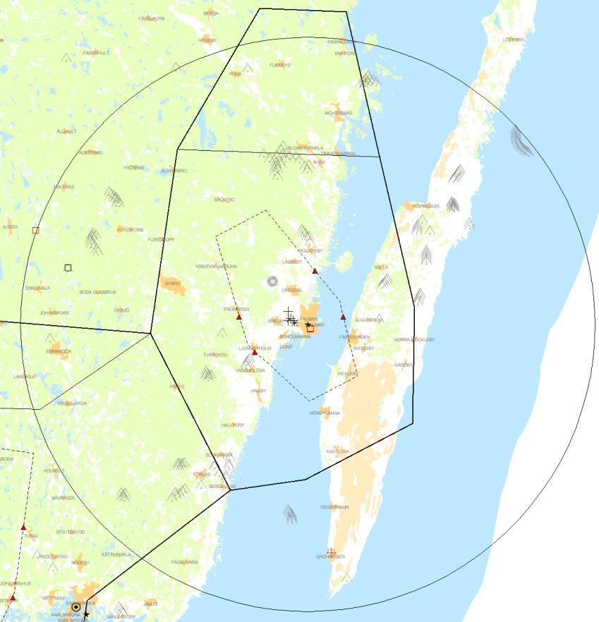 Del 2 Flyghinderanalys BERÖRDA FLYGPLATSER - Berörd flygplats är sakägare LUFTRUM Så här läser du denna del av analysen: Denna analys svarar bara på frågan om verket/masten/byggnadsverket hamnar inom