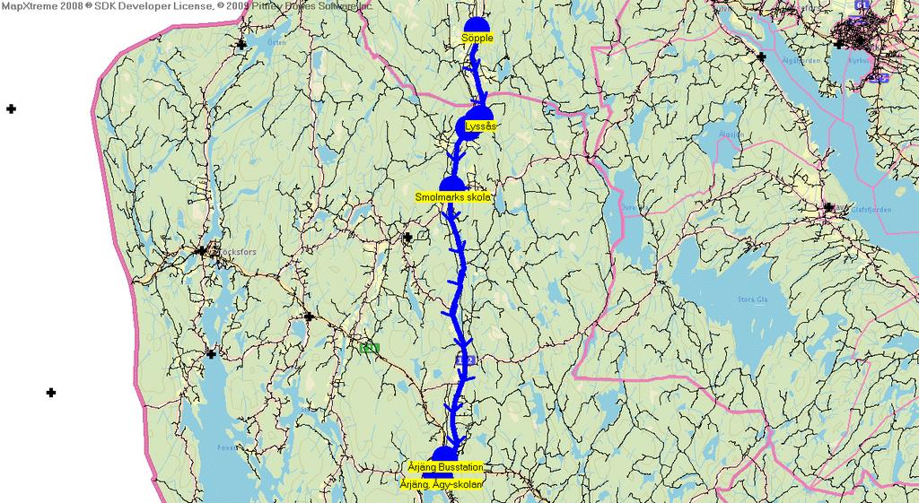 2011-08-15 19:34:13 Karta för Tur 6549 M - F Till Smolmarks skola Entreprenör SWEBUS AB Fordon 2012 Linjebuss 104 Årjäng 6549 7.22 8.